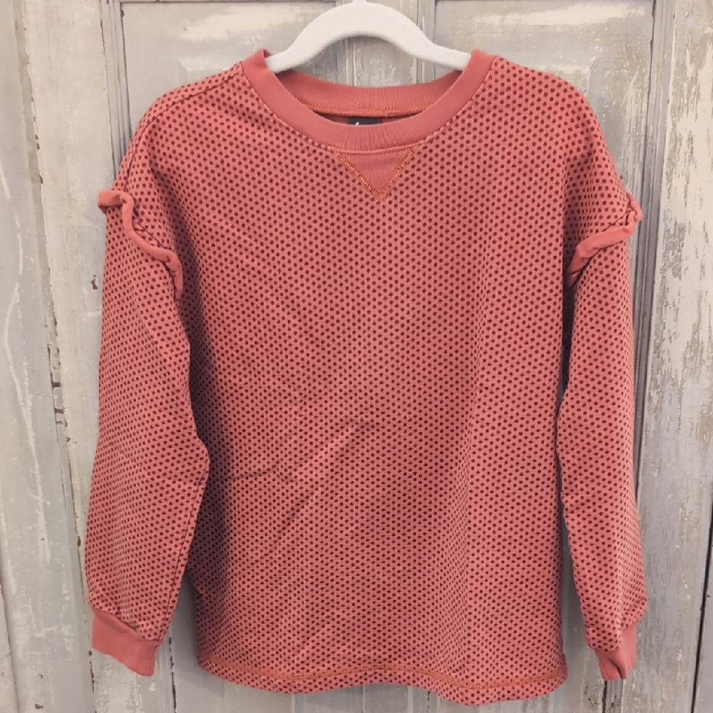 Tea Collection Ruffled Sweatshirt In Orange Dot